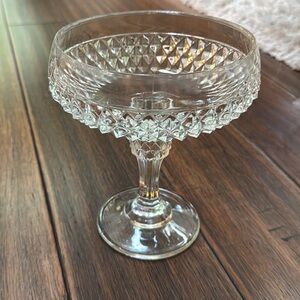 Indiana Glass VINTAGE Diamond Point Pedestal Clear Compote Serving Dish